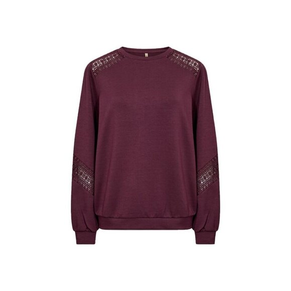 NWT SOYA CONCEPT Banu 193 Wine Crocheted Lace Crewneck - Picture 4 of 5